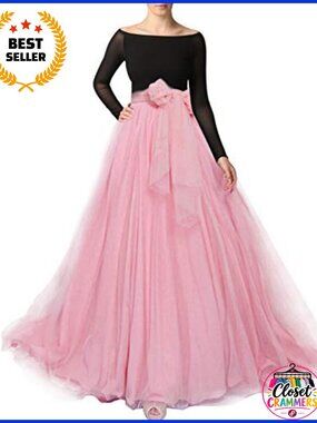 Tulle Maxi Skirt Floor Length High Waisted A-Line for Wedding Party